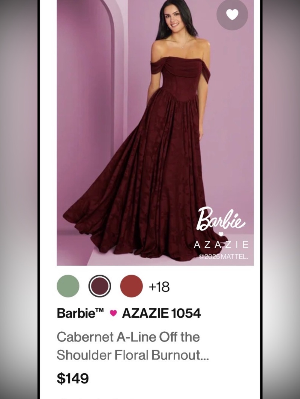 Azazie Cabernet Off-the-Shoulder A-Line Skirt